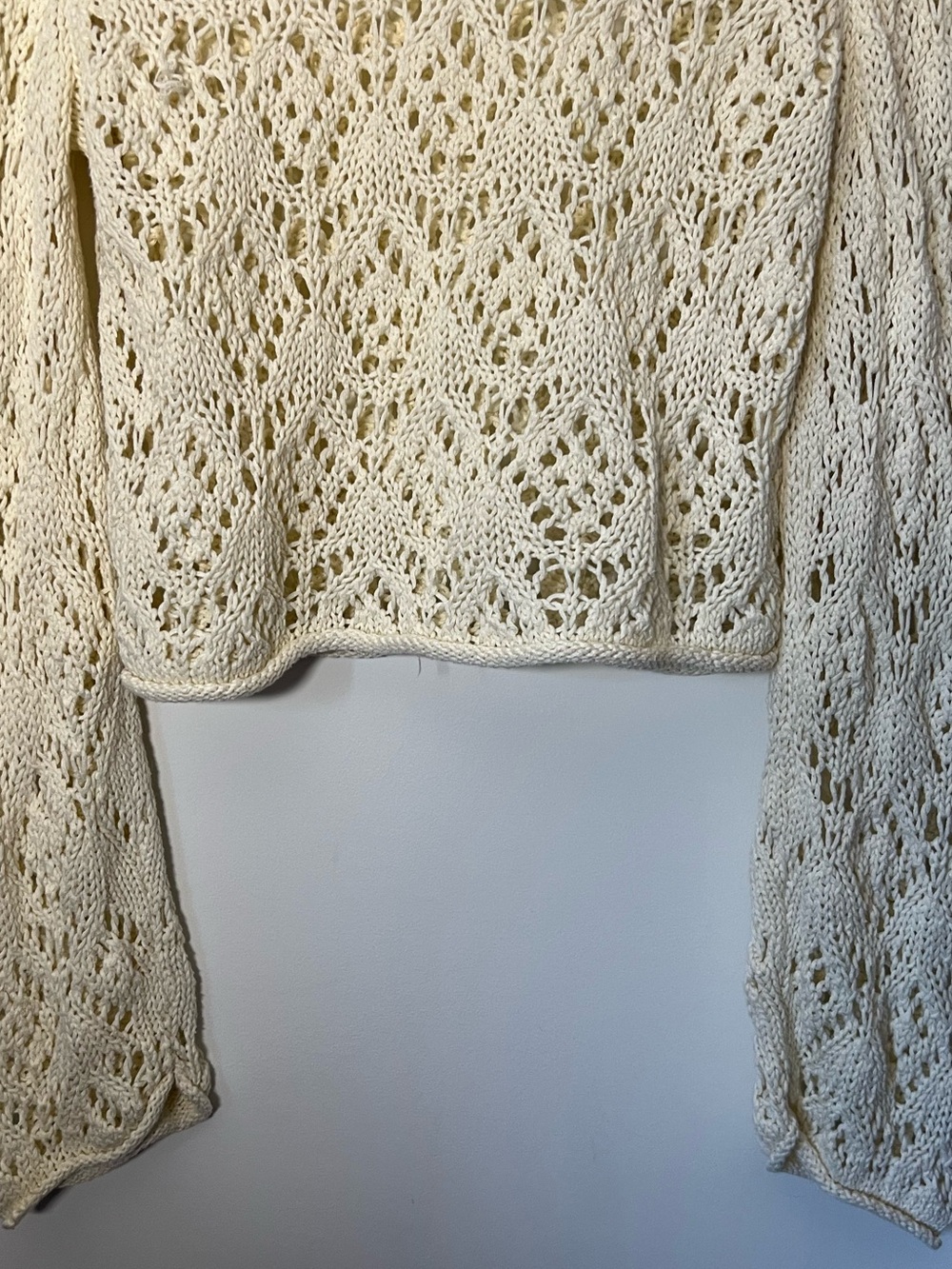 Aeropostale Cream Openwork Crochet Pullover Knit Sweater Boho Beachy Festival - Picture 13 of 14